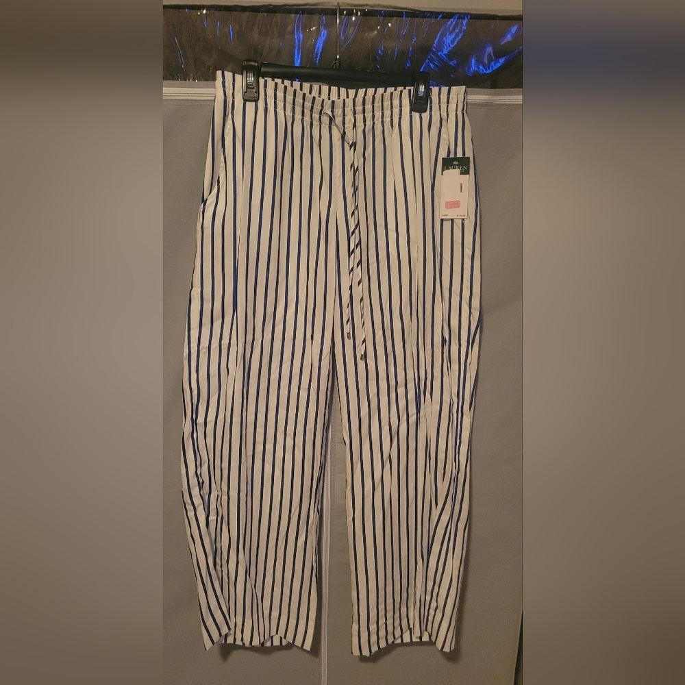 Striped Ladies Pants - Rotal Blue and White